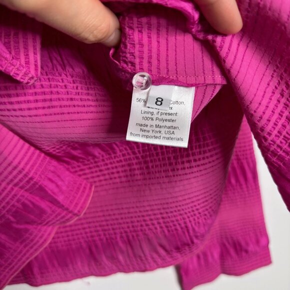 RACHEL COMEY Varda Top Seersucker High Neck Blouse Silk Cotton Blend Pink 8 NWT - Picture 8 of 9